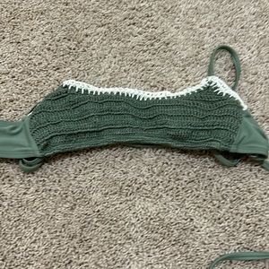 Green knit bikini top